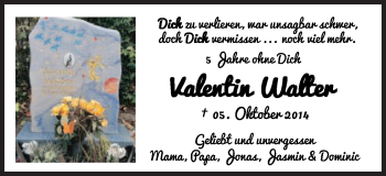 Traueranzeige von Valentin Walter von Schwäbische Post