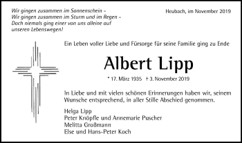 Traueranzeige von Albert Lipp von Gmünder Tagespost