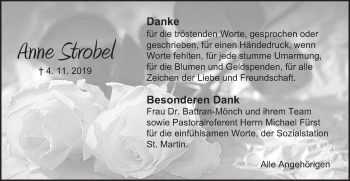 Traueranzeige von Anne Strobel von Schwäbische Post