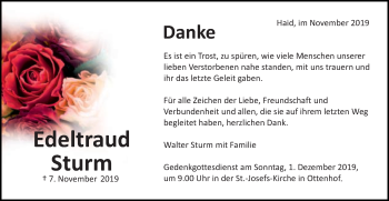 Traueranzeige von Edeltraud Sturm von Schwäbische Post