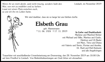Traueranzeige von Elsbeth Grau von Gmünder Tagespost