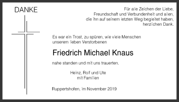 Traueranzeige von Friedrich Michael Knaus von Gmünder Tagespost