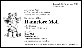 Traueranzeige von Hannelore Moll von Gmünder Tagespost