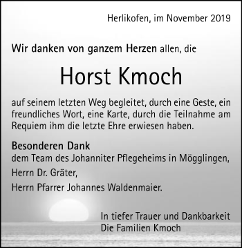 Traueranzeige von Horst Kmoch von Gmünder Tagespost