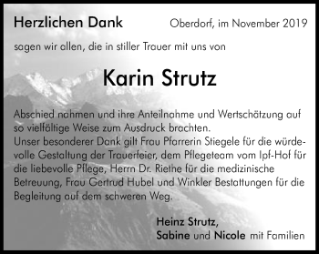 Traueranzeige von Karin Strutz von Schwäbische Post