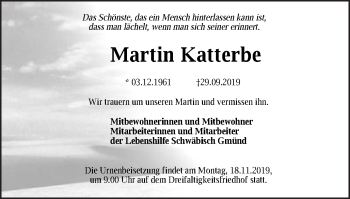 Traueranzeige von Martin Katterbe von Gmünder Tagespost