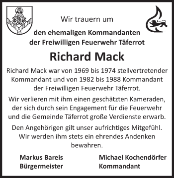 Traueranzeige von Richard Mack 