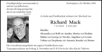Traueranzeige von Richard Mack  von Gmünder Tagespost