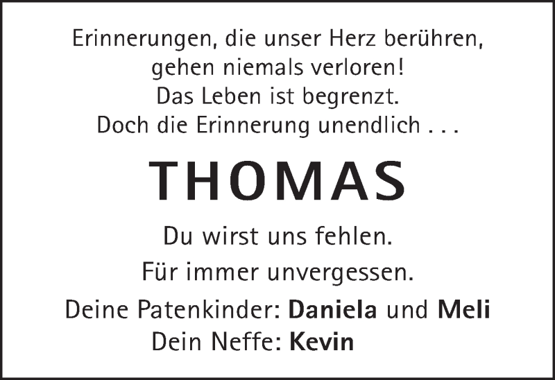  Traueranzeige für Thomas Wahl vom 06.11.2019 aus Gmünder Tagespost
