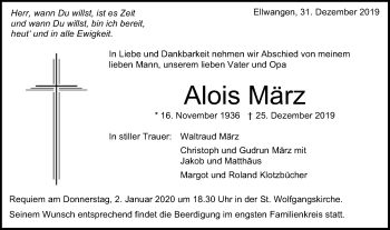 Traueranzeige von Alois März