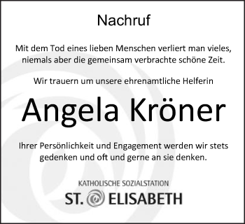 Traueranzeige von Angela Kröner von Schwäbische Post