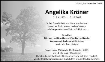 Traueranzeige von Angelika Kröner von Schwäbische Post