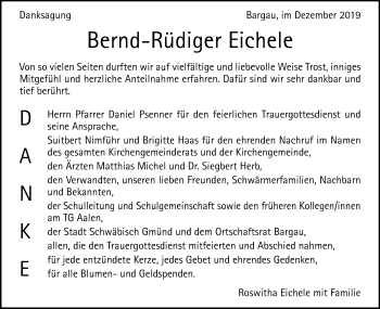 Traueranzeige von Bernd-Rüdiger Eichele