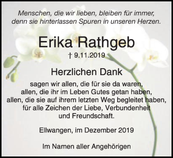 Traueranzeige von Erika Rathgeb