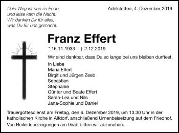 Traueranzeige von Franz Eifert von Gmünder Tagespost