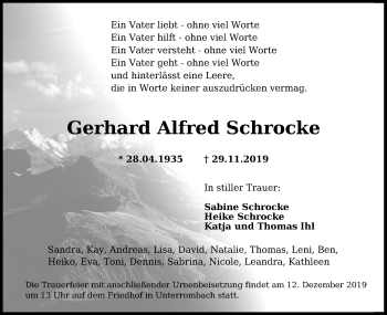 Traueranzeige von Gerhard Alfred Schrocke von Schwäbische Post