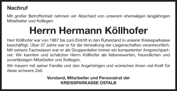 Traueranzeige von Hermann Köllhofer von Gmünder Tagespost