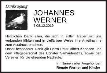 Traueranzeige von Johannes Werner von Schwäbische Post
