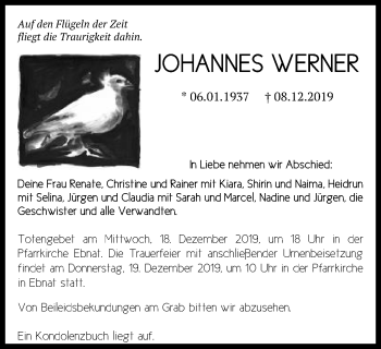Traueranzeige von Johannes Werner von Schwäbische Post