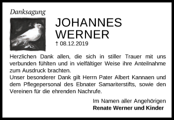 Traueranzeige von Johannes Werner von Schwäbische Post
