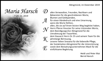 Traueranzeige von Maria Harsch von Schwäbische Post