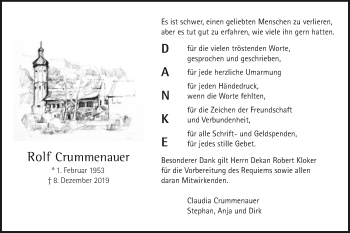 Traueranzeige von Rolf Crummenauer von Gmünder Tagespost