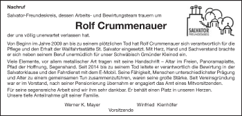 Traueranzeige von Rolf Crummenauer