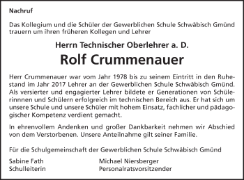 Traueranzeige von Rolf Crummenauer