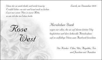 Traueranzeige von Rose West von Gmünder Tagespost