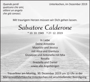 Traueranzeige von Salvatore Calderone von Schwäbische Post