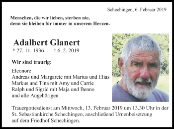 Traueranzeige von Adalbert Glanert