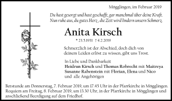 Traueranzeige von Anita Kirsch von Schwäbische Post