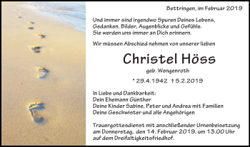 Traueranzeige von Christel Höss von Gmünder Tagespost