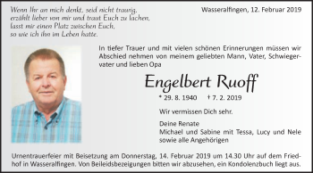 Traueranzeige von Engelbert Ruoff von Schwäbische Post