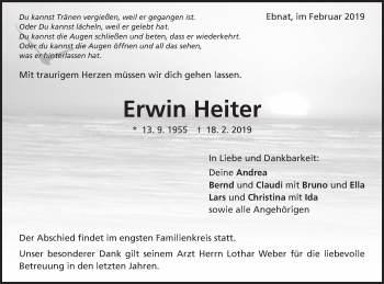 Traueranzeige von Erwin Heiter von Schwäbische Post