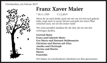 Traueranzeige von Franz Xaver Maier von Schwäbische Post