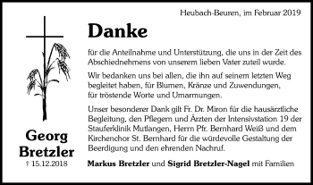 Traueranzeige von Georg Bretzler von Gmünder Tagespost