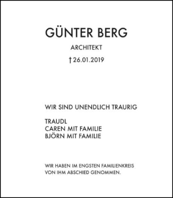 Traueranzeige von Günter Berg von Gmünder Tagespost