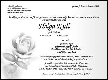 Traueranzeige von Helga Krull von Gmünder Tagespost