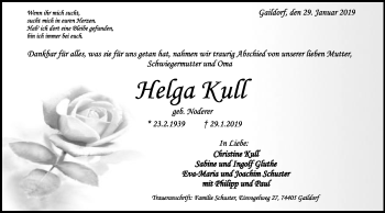 Traueranzeige von Helga Kull von Schwäbische Post