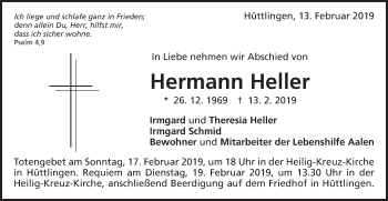 Traueranzeige von Hermann Heller von Schwäbische Post