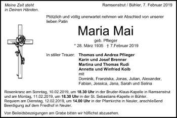Traueranzeige von Maria Mai von Schwäbische Post