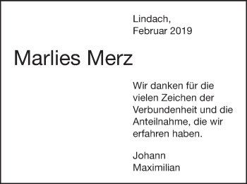 Traueranzeige von Marlies Merz von Schwäbische Post