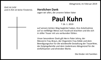 Traueranzeige von Paul Kuhn von Schwäbische Post