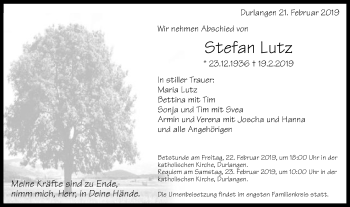 Traueranzeige von Stefan Lutz von Gmünder Tagespost