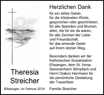 Traueranzeige von Theresia Streicher von Schwäbische Post