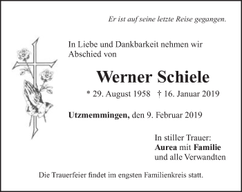 Traueranzeige von Werner Schiele von Schwäbische Post