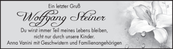 Traueranzeige von Wolfgang Steiner von Schwäbische Post