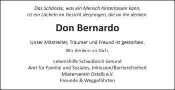 Traueranzeige von Don Bernardo von Gmünder Tagespost