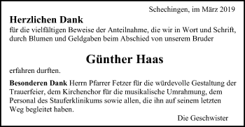 Traueranzeige von Günther Haas von Gmünder Tagespost